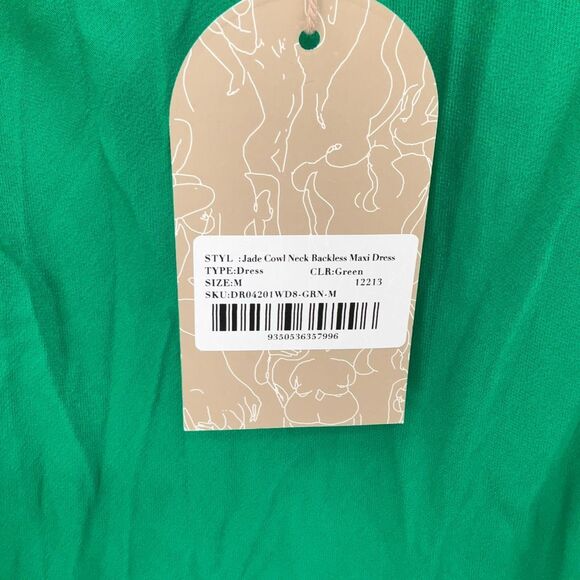 NWT Meshki Green Jade Cowl Neck Backless Sleeveless Slit Maxi Dress Size Medium - Picture 5 of 9